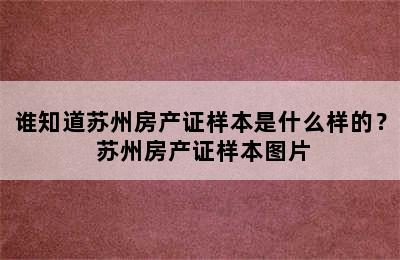 谁知道苏州房产证样本是什么样的？ 苏州房产证样本图片